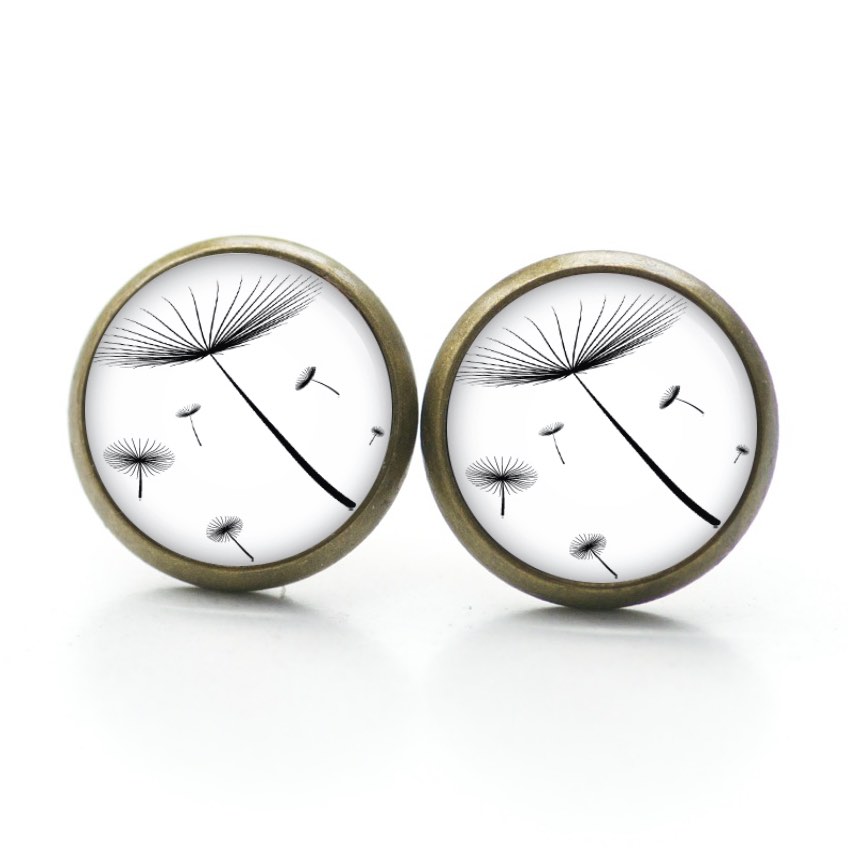 Ohrstecker, Ohrhänger, Clipse & Druckknopf – Motiv zarte Pusteblume weiß – Schmuck aus Edelstahl Ohrstecker, Ohrhänger, Clipse & Druckknopf – Motiv zarte Pusteblume weiß – Schmuck aus Edelstahl