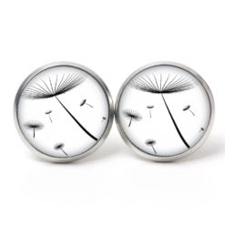 Ohrstecker, Ohrhänger, Clipse & Druckknopf – Motiv zarte Pusteblume weiß – Schmuck aus Edelstahl