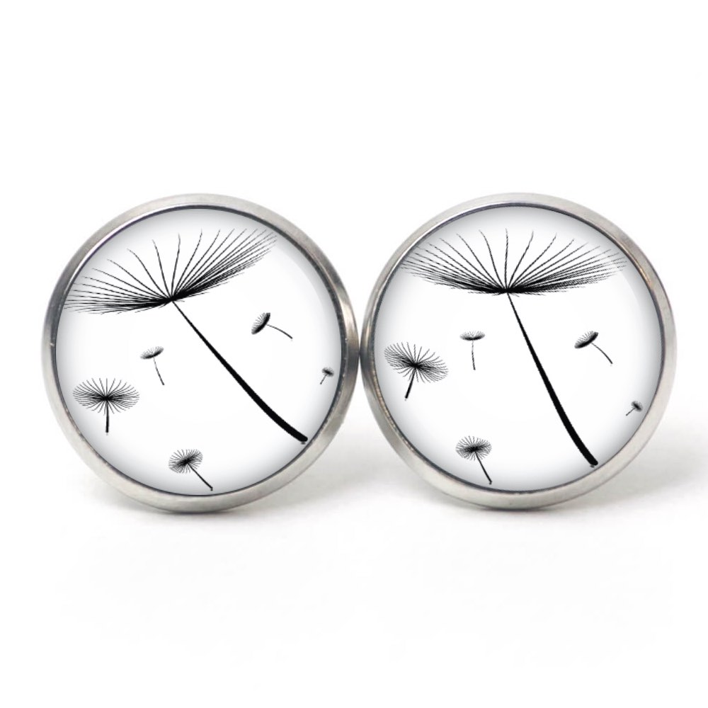 Ohrstecker, Ohrhänger, Clipse & Druckknopf – Motiv zarte Pusteblume weiß – Schmuck aus Edelstahl Ohrstecker, Ohrhänger, Clipse & Druckknopf – Motiv zarte Pusteblume weiß – Schmuck aus Edelstahl