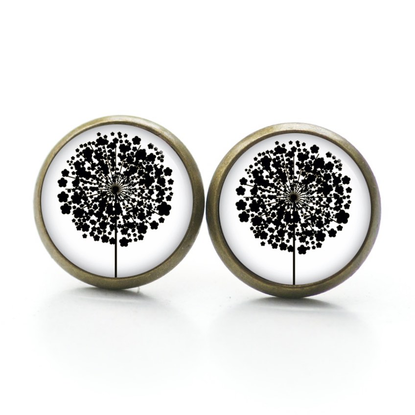 Ohrstecker, Ohrhänger, Clipse & Druckknopf – Motiv große Pusteblume weiß – Schmuck aus Edelstahl Ohrstecker, Ohrhänger, Clipse & Druckknopf – Motiv große Pusteblume weiß – Schmuck aus Edelstahl