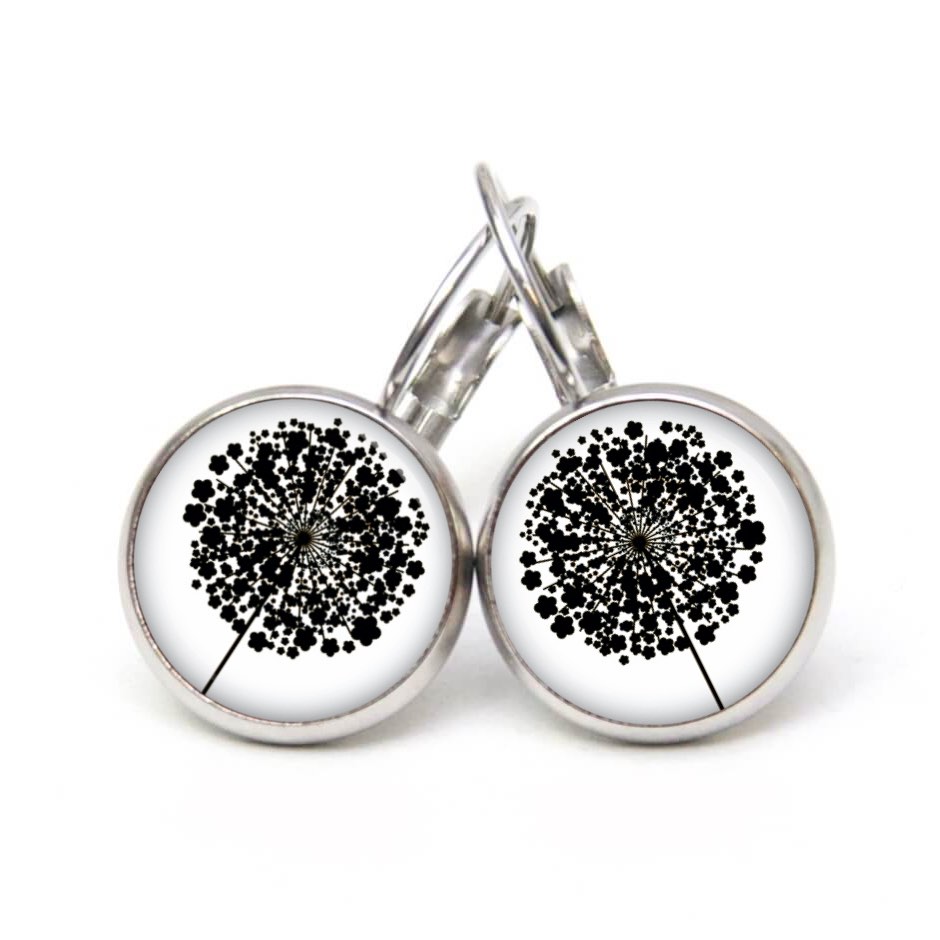 Ohrstecker, Ohrhänger, Clipse & Druckknopf – Motiv große Pusteblume weiß – Schmuck aus Edelstahl Ohrstecker, Ohrhänger, Clipse & Druckknopf – Motiv große Pusteblume weiß – Schmuck aus Edelstahl