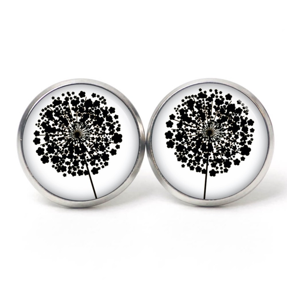 Ohrstecker, Ohrhänger, Clipse & Druckknopf – Motiv große Pusteblume weiß – Schmuck aus Edelstahl Ohrstecker, Ohrhänger, Clipse & Druckknopf – Motiv große Pusteblume weiß – Schmuck aus Edelstahl