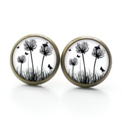 Ohrstecker · Ohrhänger · Clipse – Pusteblume weiß schwarz - Edelstahl