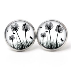 Ohrstecker · Ohrhänger · Clipse – Pusteblume weiß schwarz - Edelstahl