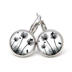 Ohrstecker · Ohrhänger · Clipse – Pusteblume weiß schwarz - Edelstahl
