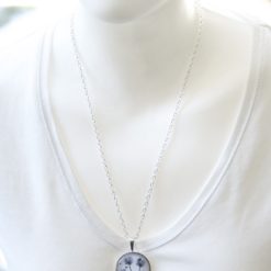 Kette – Pusteblume weiß schwarz - Edelstahl