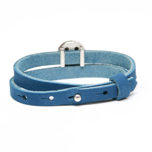 Druckknopf Lederarmband in blau für 16mm Druckknöpfe