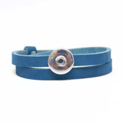 Druckknopf Lederarmband in blau für 16mm Druckknöpfe