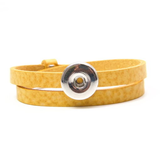 Druckknopf Lederarmband in safrangelb für 16mm Druckknöpfe