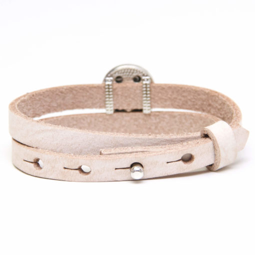 Druckknopf Lederarmband in beige für 16mm Druckknöpfe