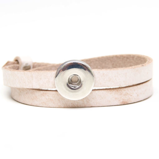 Druckknopf Lederarmband in beige für 16mm Druckknöpfe