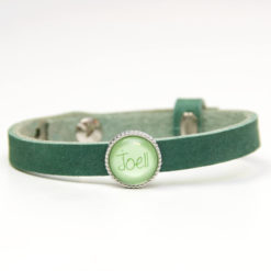 Grünes Lederarmband mit 1 Wunsch Namen - Farbwahl