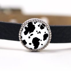 Schiebeperle Pusteblume schwarz weiß für 8mm Lederarmbänder