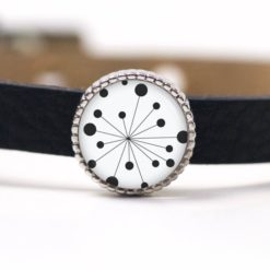 Schiebeperle Pusteblume schwarz weiß für 8mm Lederarmbänder