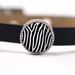 Schiebeperle Pusteblume schwarz weiß für 8mm Lederarmbänder