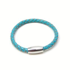 Geflochtenes Lederarmband in Türkis