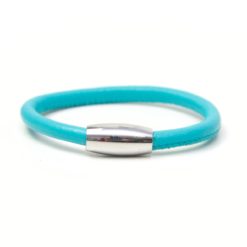 Weiches türkises Lederarmband mit Edelstahl Magnetverschluss