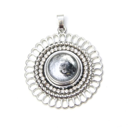 Großer runder Druckknopf Anhänger mit Strass für 16mm Druckknopf
