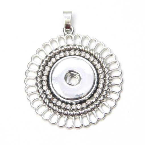 Großer runder Druckknopf Anhänger mit Strass für 16mm Druckknopf