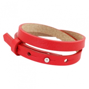 Wickelarmband aus Leder in rot mit Stern und roter Schieberperle