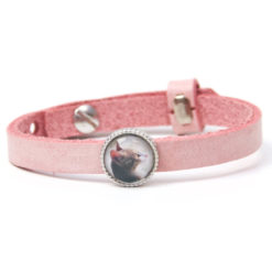 Rosa Lederarmband mit Foto