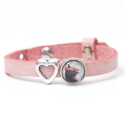 Rosa Lederarmband mit Foto