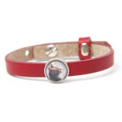 Rotes Lederarmband mit Foto