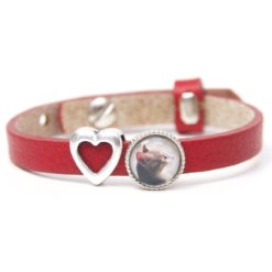 Rotes Lederarmband mit Foto