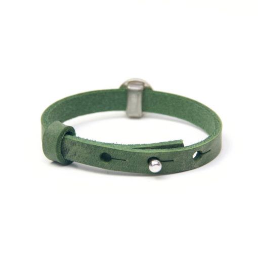 Grünes Lederarmband mit 1 Wunsch Namen - Farbwahl