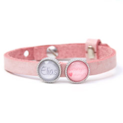 Rosa Lederarmband personalisiert mit Namen