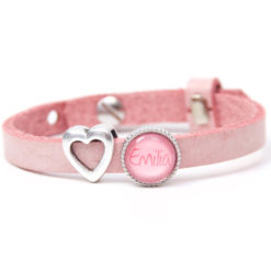 Rosa Lederarmband personalisiert mit Namen