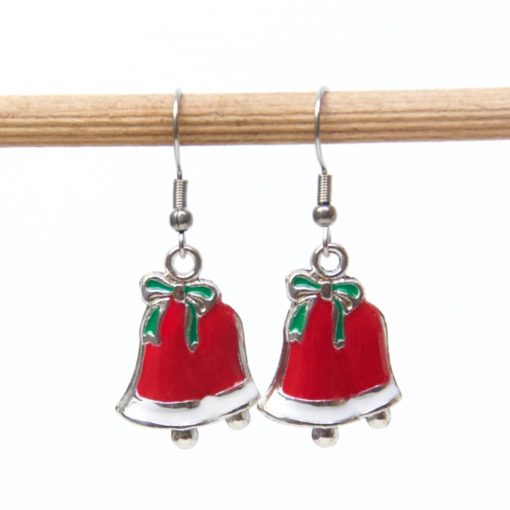 Weihnachtliche Glocken Ohrhänger in rot und weiß