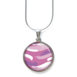 Edelstahl Kette camouflage in rosa weiß lila gemustert