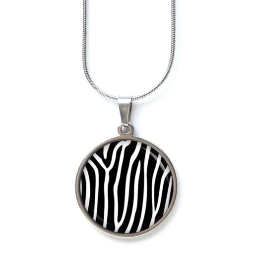 Edelstahl Kette Zebra schwarz weiß Tierische Muster