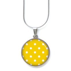 Edelstahl Kette gelb mit weißen Punkten Polkadots