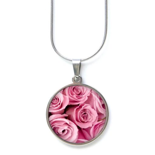 Edelstahl Kette rosa Rosen Rosenstrauß Valentinstag