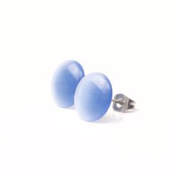 Blaue Edelstahl Ohrstecker mit Cateye Perle