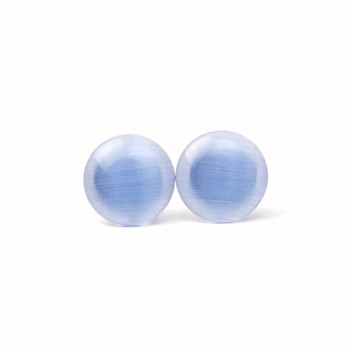 Blaue Edelstahl Ohrstecker mit Cateye Perle