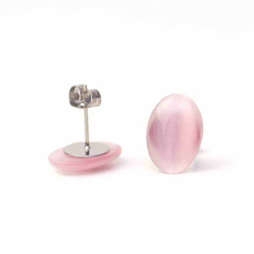 Edelstahl Cateye Ohrstecker oval in rosa