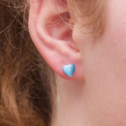 Mini Herz Cateye Ohrstecker hellblau - Edelstahl