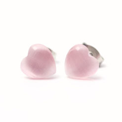 Mini Herz Cateye Ohrstecker rosa - Edelstahl