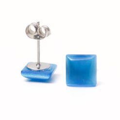 Mini Quadratische Cateye Ohrstecker blau - Edelstahl