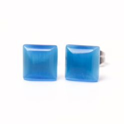 Mini Quadratische Cateye Ohrstecker blau - Edelstahl