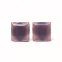 Mini Quadratische Cateye Ohrstecker violett - Edelstahl