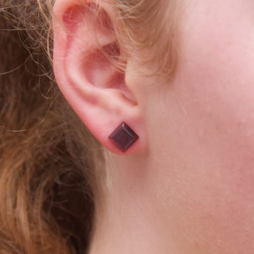 Mini Quadratische Cateye Ohrstecker violett - Edelstahl