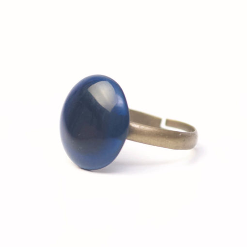 Bronzener Cateye Ring in dunkelblau