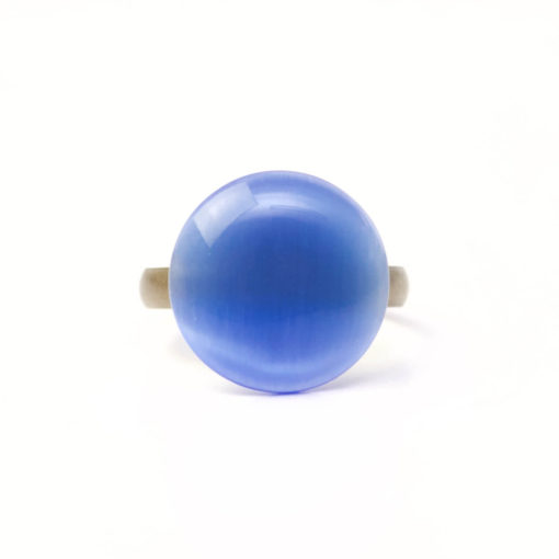 Bronzener Cateye Ring in blau