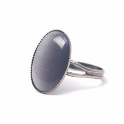 Schwarzer Cateye Ring Oval in anthrazit