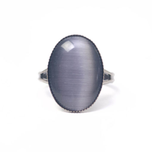 Schwarzer Cateye Ring Oval in anthrazit