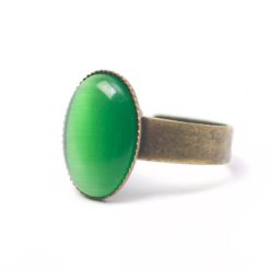 Bronzener Cateye Ring Oval in grün